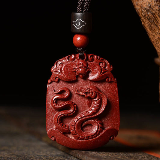 Collier pendentif Bouddha Stones zodiaque chinois cinabre calme concentration 