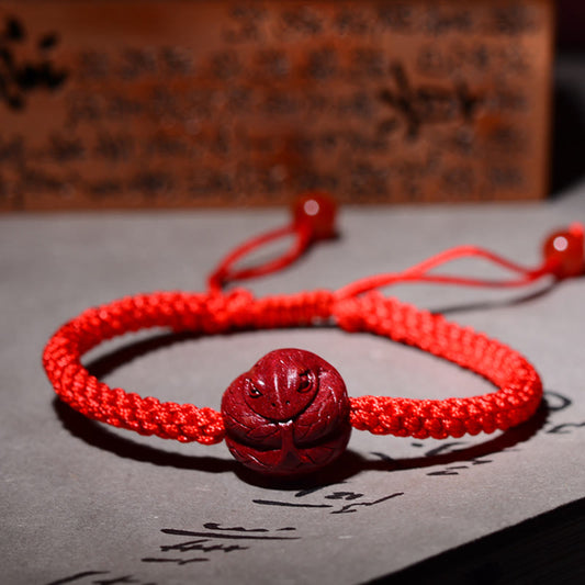 Bracelet de bénédiction en cinabre avec cordon rouge et pierres de Bouddha, signe du zodiaque chinois