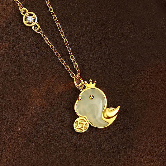 Collier pendentif en argent sterling 925 avec jade Hetian et agate rouge, bénédiction de l'année du serpent 