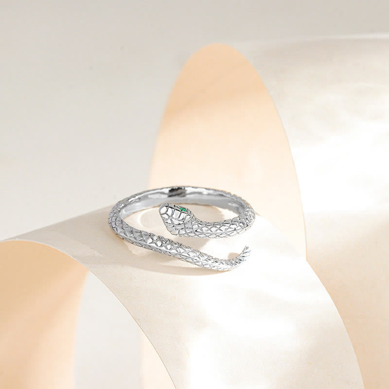 Bague de protection ajustable en argent sterling 925 avec pierres de Bouddha, année du serpent 