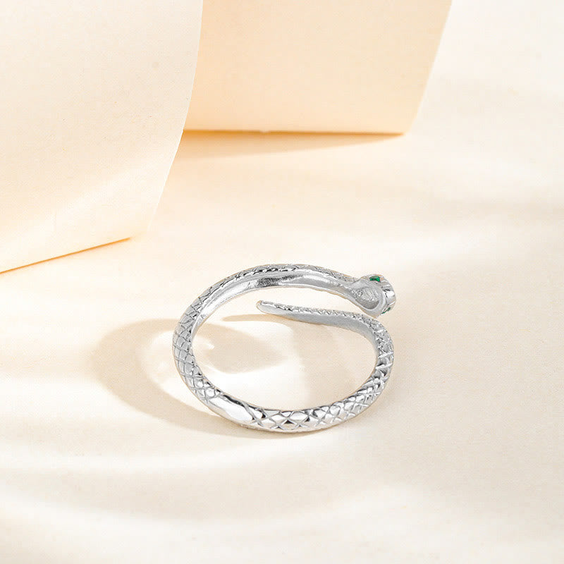Bague de protection ajustable en argent sterling 925 avec pierres de Bouddha, année du serpent 