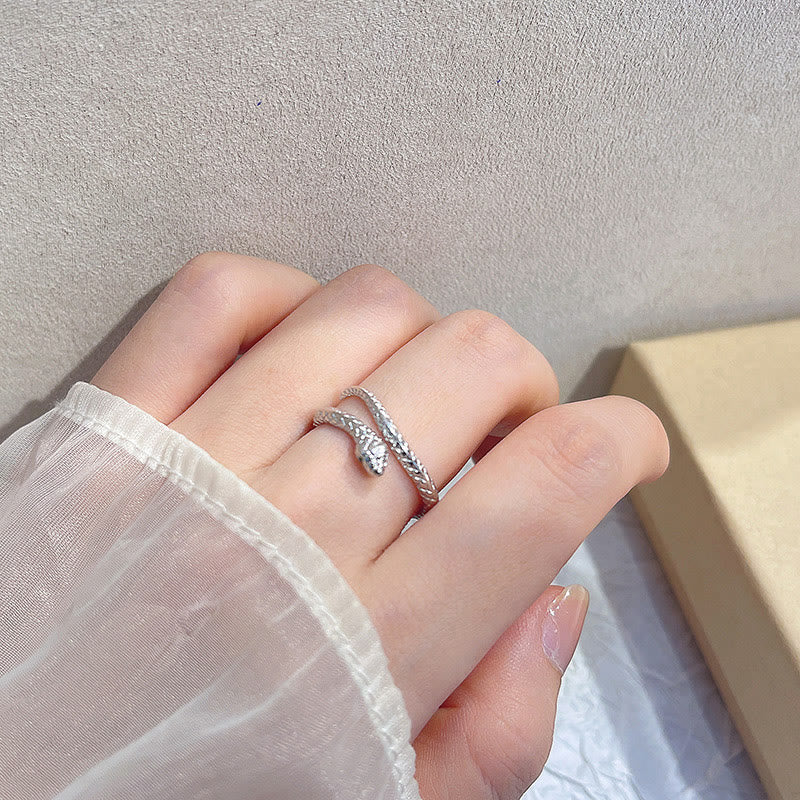 Bague de protection ajustable en argent sterling 925 avec pierres de Bouddha, année du serpent 