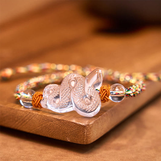 Bracelet de guérison en cristal blanc Buddha Stones Année du Serpent