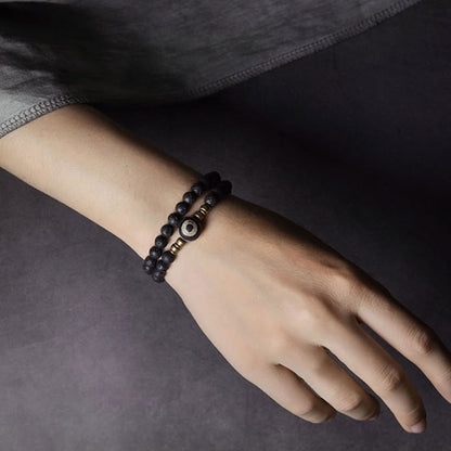 Bracelet de guérison à double tour en perles de cuivre et laiton, perles de lave vintage à trois yeux, pierres de Bouddha