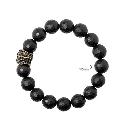 Bracelet de protection en cuivre et laiton avec pierres de Bouddha givrées mates et onyx noir 