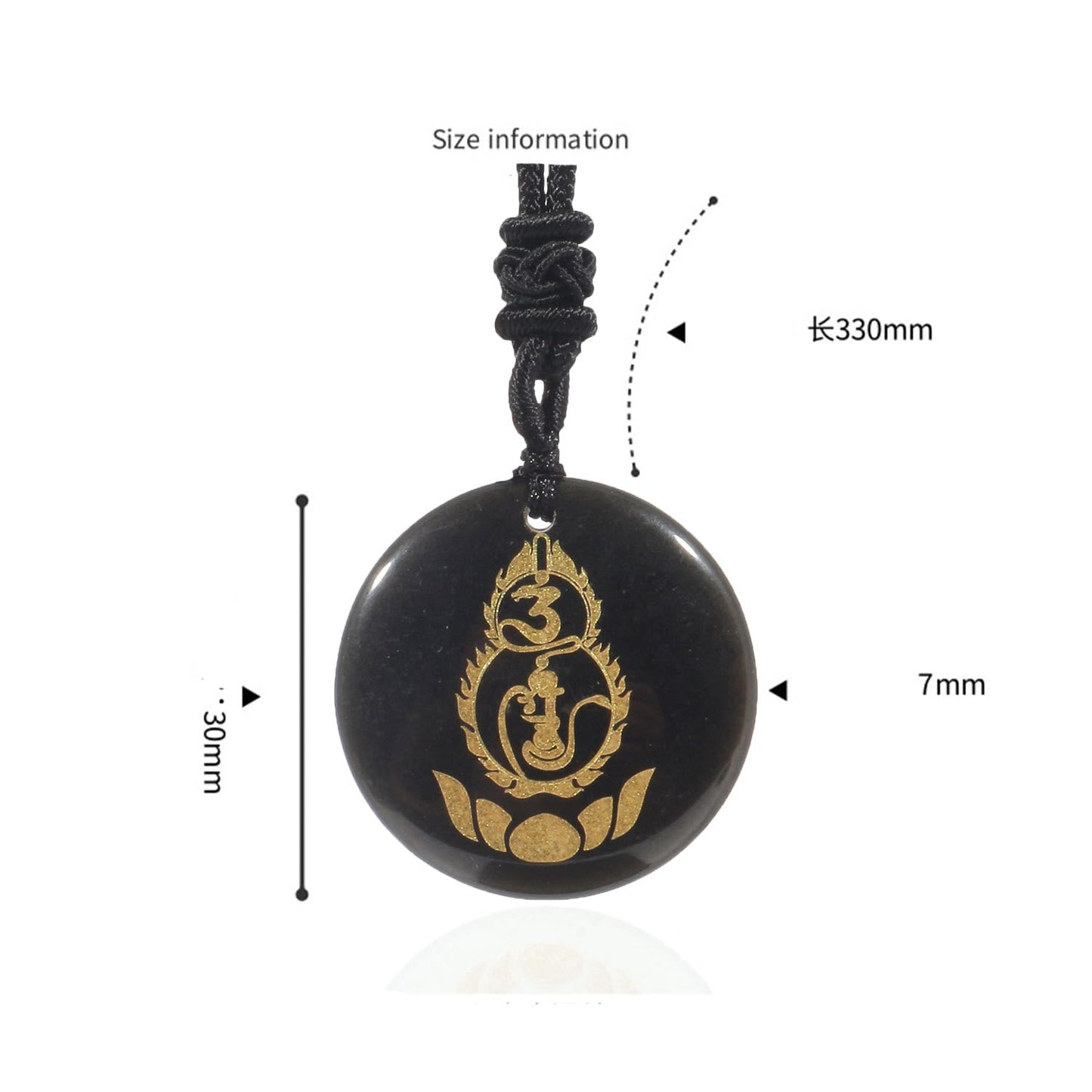 Collier pendentif en obsidienne noire, pierres de Bouddha, motif de piédestal, calebasse, lotus, protection Vajra, mantra, cristal naturel, divers, accomplissement 