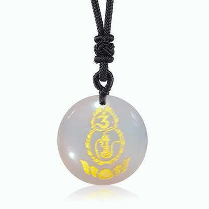 Collier pendentif en obsidienne noire, pierres de Bouddha, motif de piédestal, calebasse, lotus, protection Vajra, mantra, cristal naturel, divers, accomplissement 
