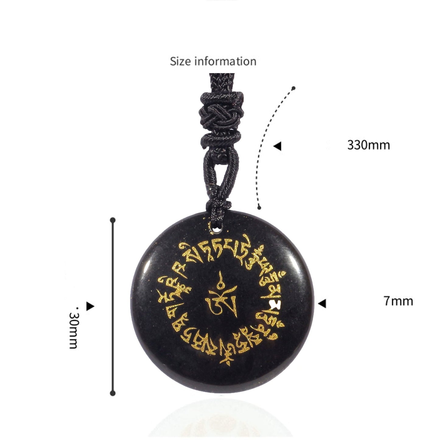 Collier pendentif en obsidienne noire avec pierres de Bouddha et mantra de fortune, cristal naturel varié, pour l'accomplissement 
