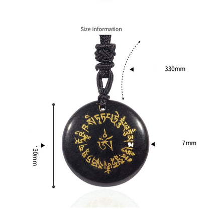Collier pendentif en obsidienne noire avec pierres de Bouddha et mantra de fortune, cristal naturel varié, pour l'accomplissement 