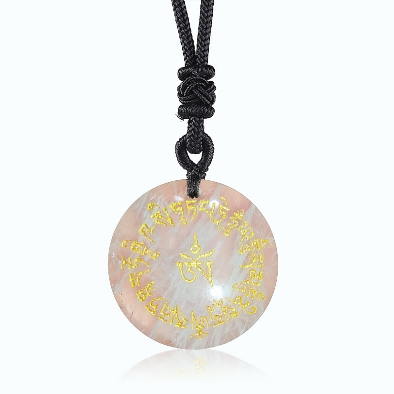 Collier pendentif en obsidienne noire avec pierres de Bouddha et mantra de fortune, cristal naturel varié, pour l'accomplissement 
