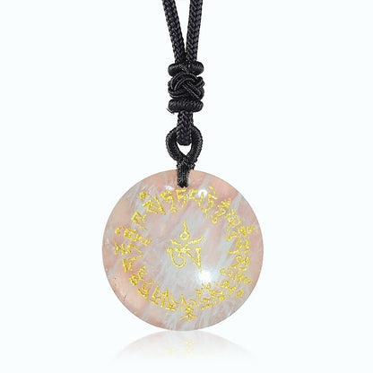 Collier pendentif en obsidienne noire avec pierres de Bouddha et mantra de fortune, cristal naturel varié, pour l'accomplissement 