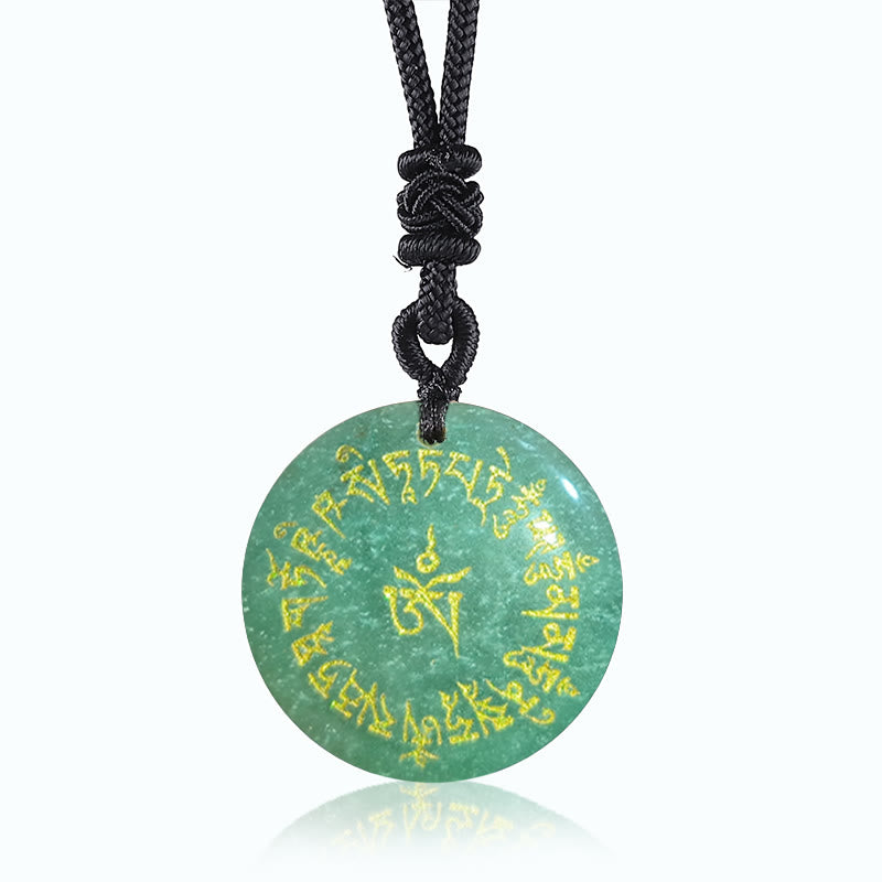 Collier pendentif en obsidienne noire avec pierres de Bouddha et mantra de fortune, cristal naturel varié, pour l'accomplissement 