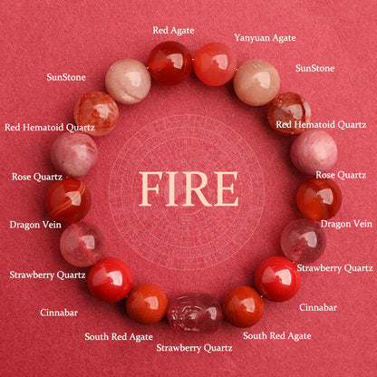 Buddha Stones Five Elements Various Agate Crystal Green Strawberry Quartz Moss Agate Green Phantom Luck Bracelet