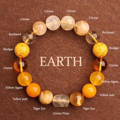 Buddha Stones Five Elements Various Agate Crystal Green Strawberry Quartz Moss Agate Green Phantom Luck Bracelet
