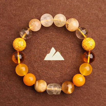 Buddha Stones Five Elements Various Agate Crystal Green Strawberry Quartz Moss Agate Green Phantom Luck Bracelet