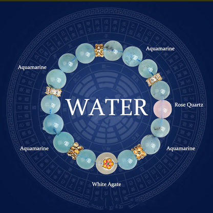 Buddha Stones Five Elements Various Agate Crystal Green Phantom Rutilated Quartz Green Grape Agate Malachite Luck Bracelet