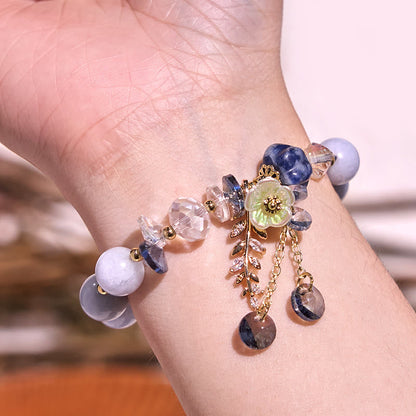 Buddha Stones Blue Crystal Amethyst Sun Stone Green Aventurine Healing Bracelet