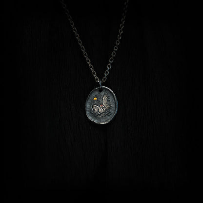 Buddha Stones 999 Sterling Silber 24 Karat Gold Kranich Glücksbringende Wolken Balance Halskette Anhänger