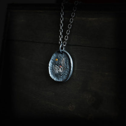 Buddha Stones 999 Sterling Silber 24 Karat Gold Kranich Glücksbringende Wolken Balance Halskette Anhänger