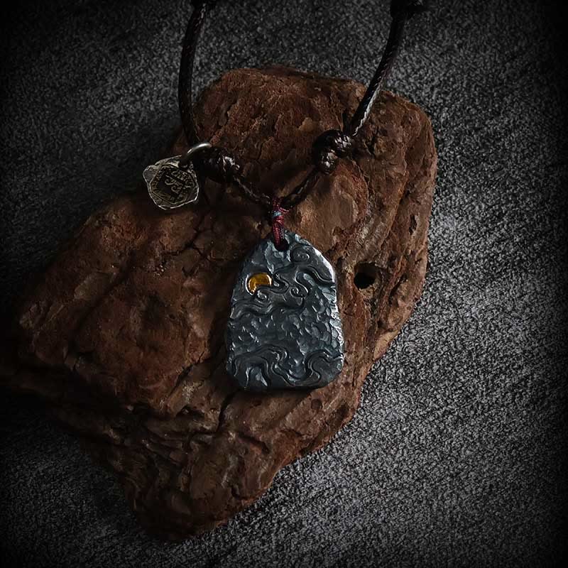 Buddha Stones 999 Sterling Silber 24 Karat Gold Glücksbringende Wolken Schutz Halskette Anhänger