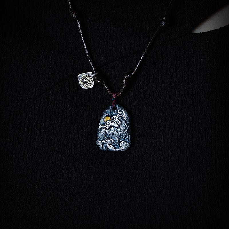 Buddha Stones 999 Sterling Silber 24 Karat Gold Glücksbringende Wolken Schutz Halskette Anhänger