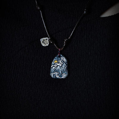 Buddha Stones 999 Sterling Silber 24 Karat Gold Glücksbringende Wolken Schutz Halskette Anhänger