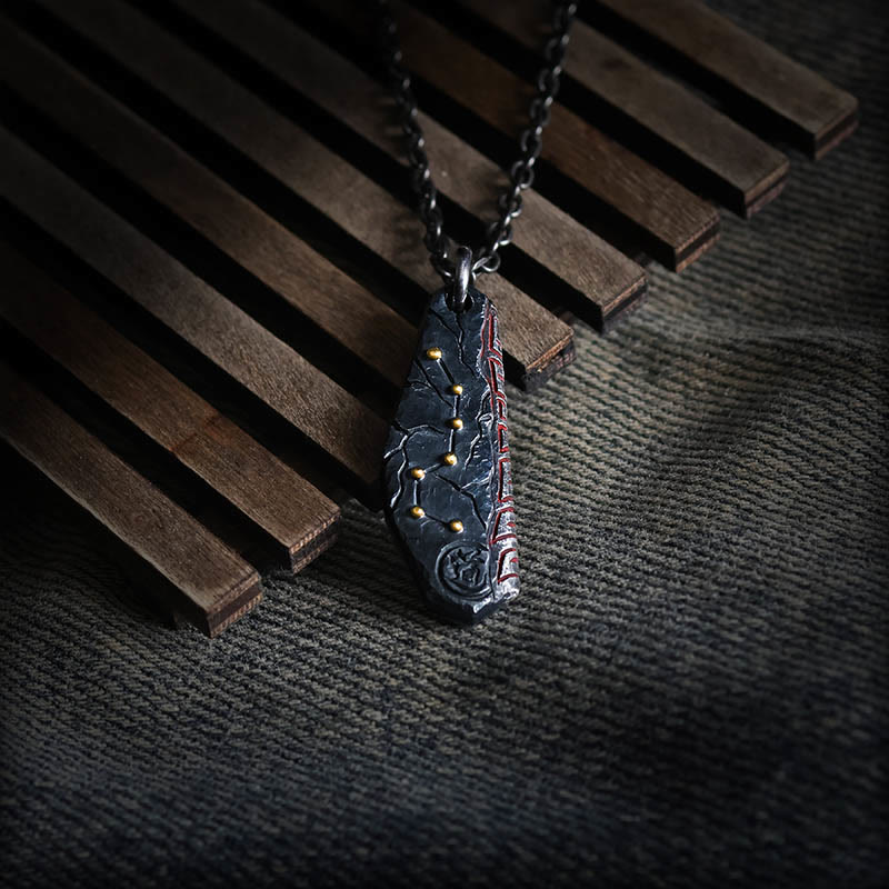 Collier pendentif en argent sterling 999 avec pierres de Bouddha et balance de la Grande Ourse