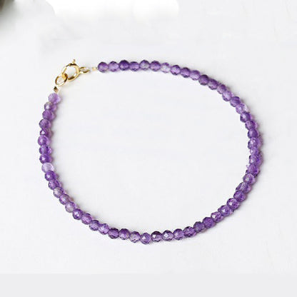 Bracelet de conscience spirituelle en cuivre plaqué or 14 carats avec perles ultra-fines en améthyste naturelle de 3 mm et pierres de Bouddha 
