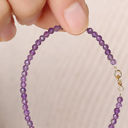 Bracelet de conscience spirituelle en cuivre plaqué or 14 carats avec perles ultra-fines en améthyste naturelle de 3 mm et pierres de Bouddha 