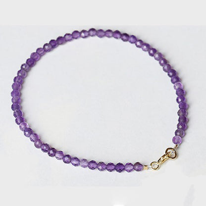 Bracelet de conscience spirituelle en cuivre plaqué or 14 carats avec perles ultra-fines en améthyste naturelle de 3 mm et pierres de Bouddha 