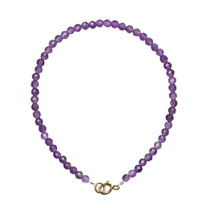 Bracelet de conscience spirituelle en cuivre plaqué or 14 carats avec perles ultra-fines en améthyste naturelle de 3 mm et pierres de Bouddha 