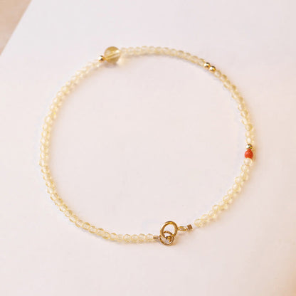 Buddha Stones 2mm Ultra-thin Citrine 14K Gold Plated Copper Beads Protection Bracelet
