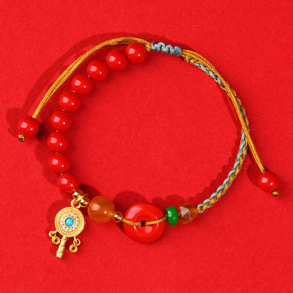 Buddha Stones Cinnabar String Peace Buckle Blessing Bracelet