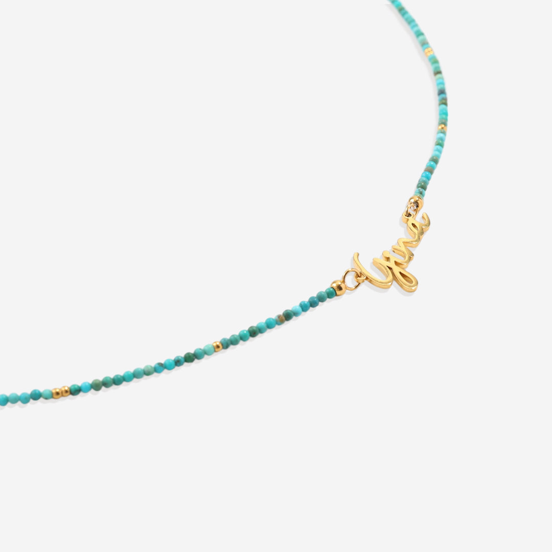 Turquoise Beaded Fairy Name Necklace