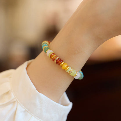 Buddha Stones Natürlicher roter Achat Jade Regenbogen Selbstvertrauensarmband 