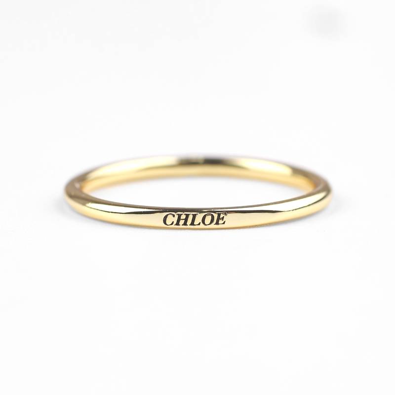 Sterling Silver Flat Top Super Tiny Stackable Name Ring