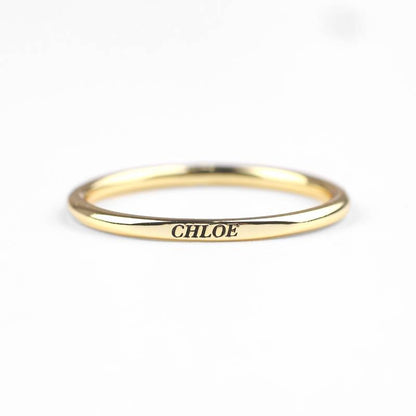 Sterling Silver Flat Top Super Tiny Stackable Name Ring