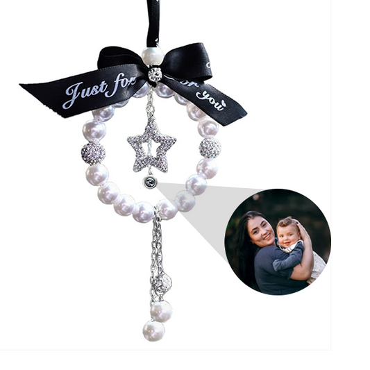 Personalisierte Foto Bling Fliege Perle Auto Spiegel Hängende Ornament Zubehör
