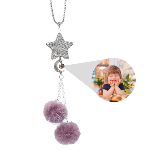 Personalisiertes Pentagramm-Autospiegel-Ornament aus Kristall mit individuellem Foto