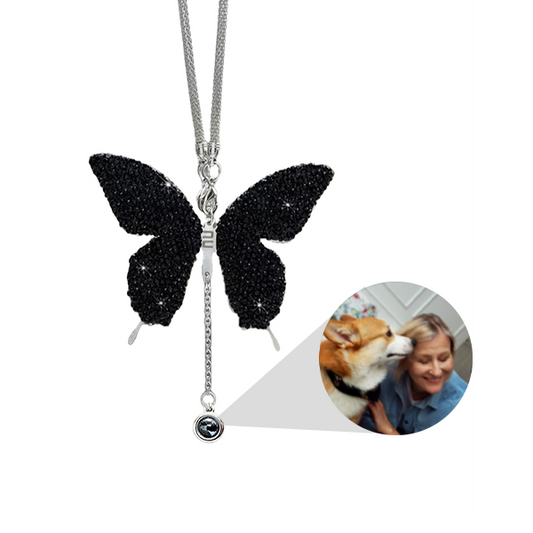 Personalisiertes Schmetterlings-Autospiegel-Ornament mit Fotoanhänger