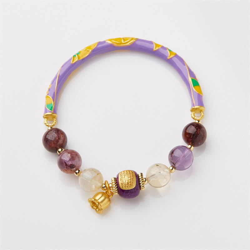 Buddha Steine ​​Lila Phantom Lila Jade Schrift Citrin Liebe Weisheit Armband Armreif 