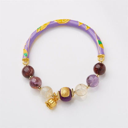 Buddha Steine ​​Lila Phantom Lila Jade Schrift Citrin Liebe Weisheit Armband Armreif 