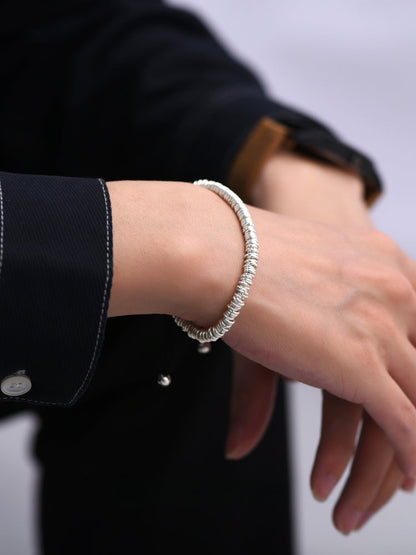 Silver Nugget Braided 925 Silver Bracelet