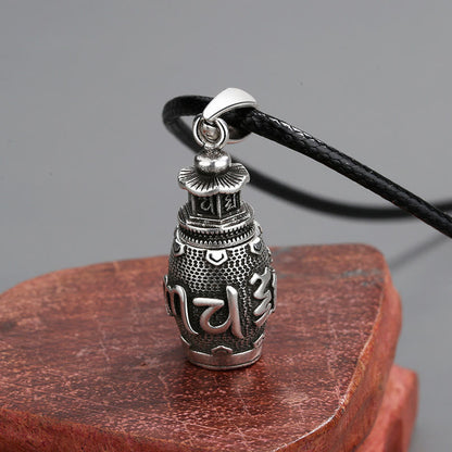 Collier pendentif créatif en cuivre avec pierres de Bouddha Om Mani Padme Hum 
