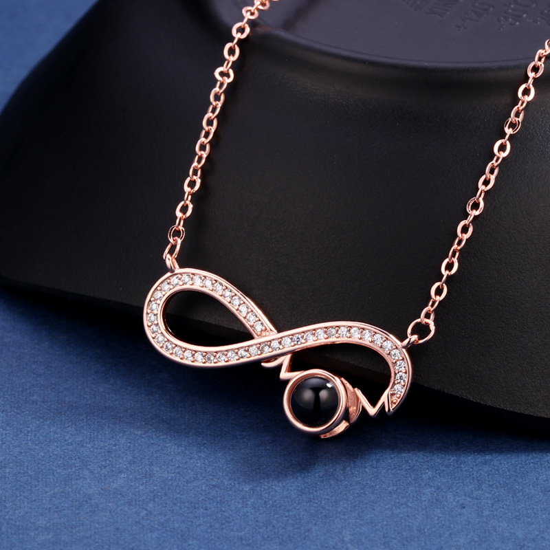 Custom Photo Projection Necklace I Love You Mom Heart Infinity Pendant Necklace - Wear fortune