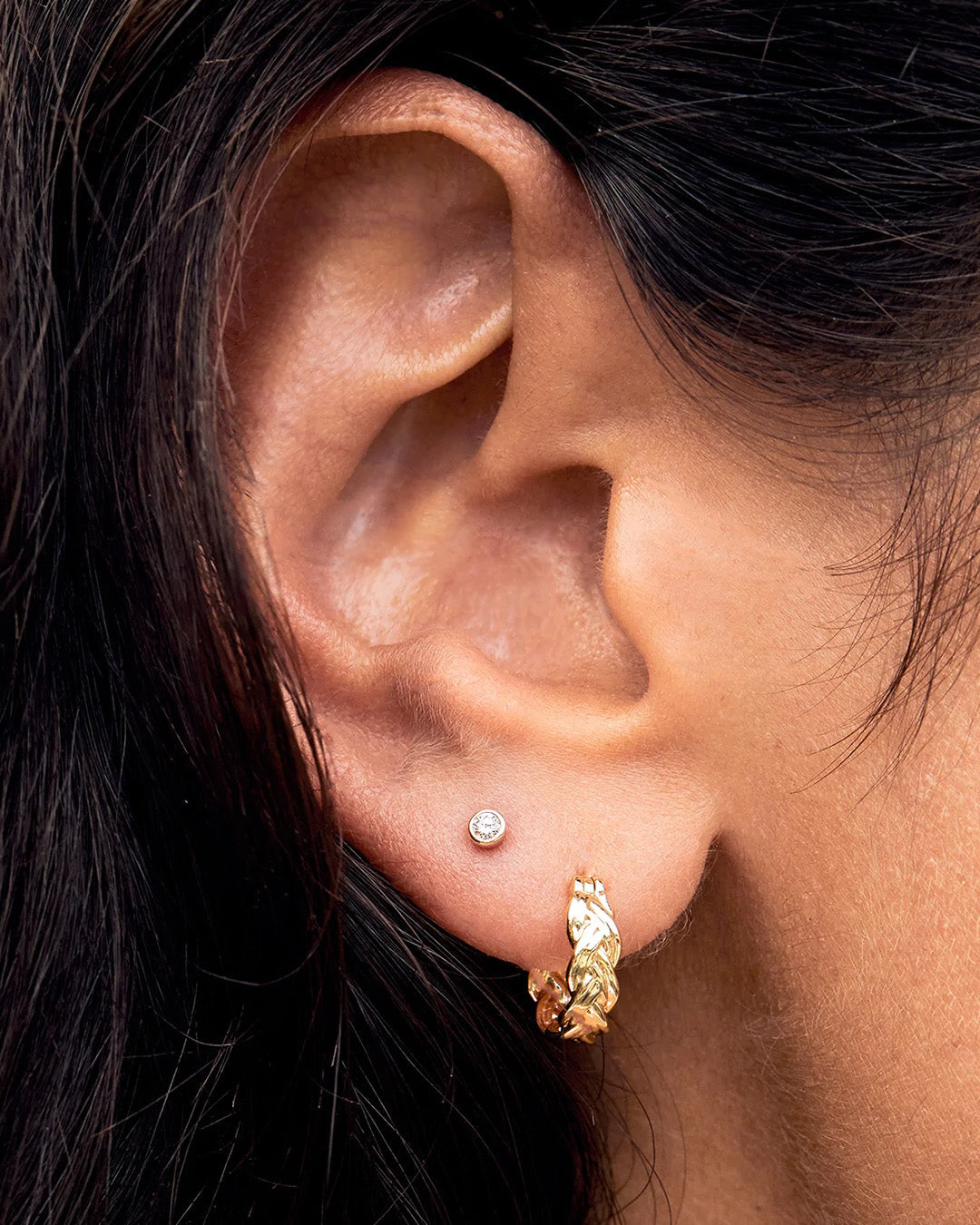 Clou d'oreille simple diamant classique