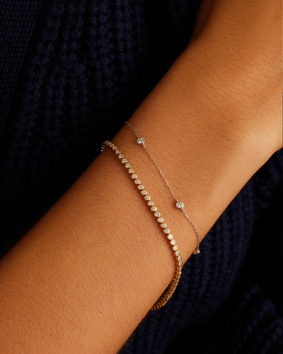 Bracelet classique cinq diamants