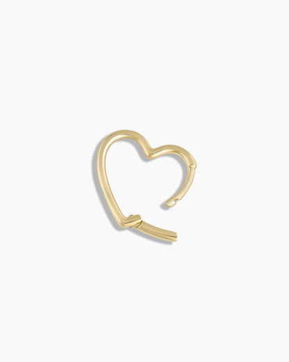 14 Karat Gold Offenes Herz Einzelner Huggie
