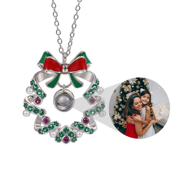 Personalisierte Weihnachtsgeschenk-Halskette mit Glockenanhänger und Foto im Inneren