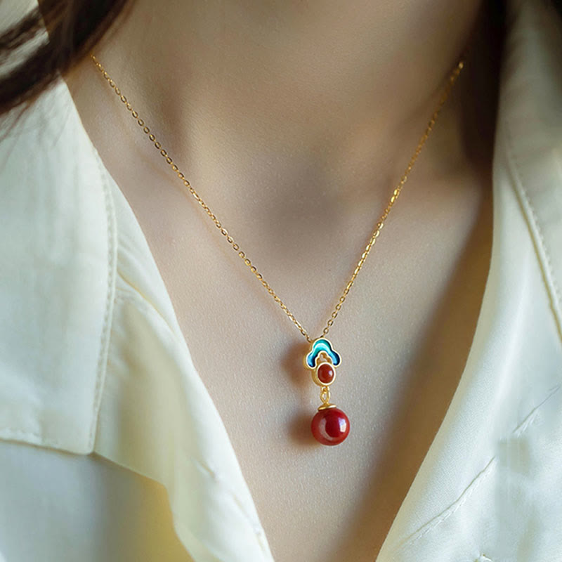 Ensemble collier, boucles d'oreilles et bague en agate rouge cinabre plaqué or et argent sterling 925 avec pierres de Bouddha 